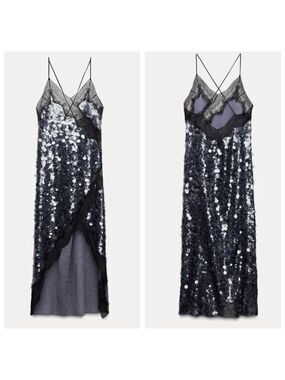 NWOT Zara Collection Runway Sequin Lace Dress Size M